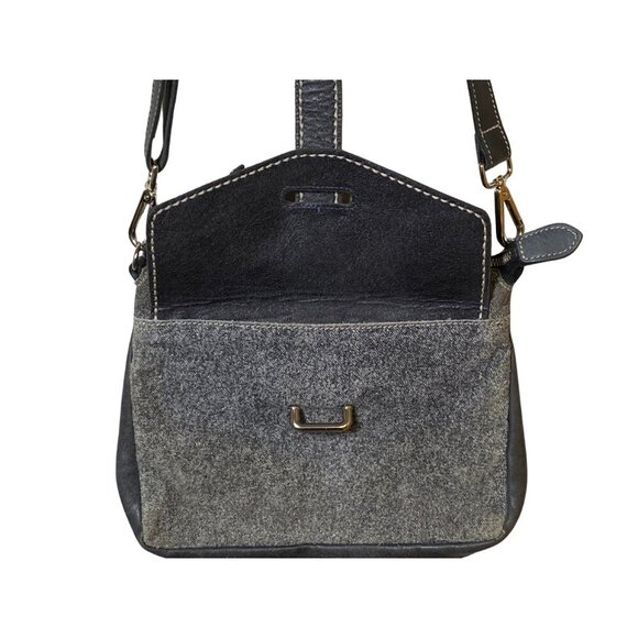 ROOTS CANADA LEATHER CROSSBODY 2 TONE GREY BAG - Picture 10 of 10